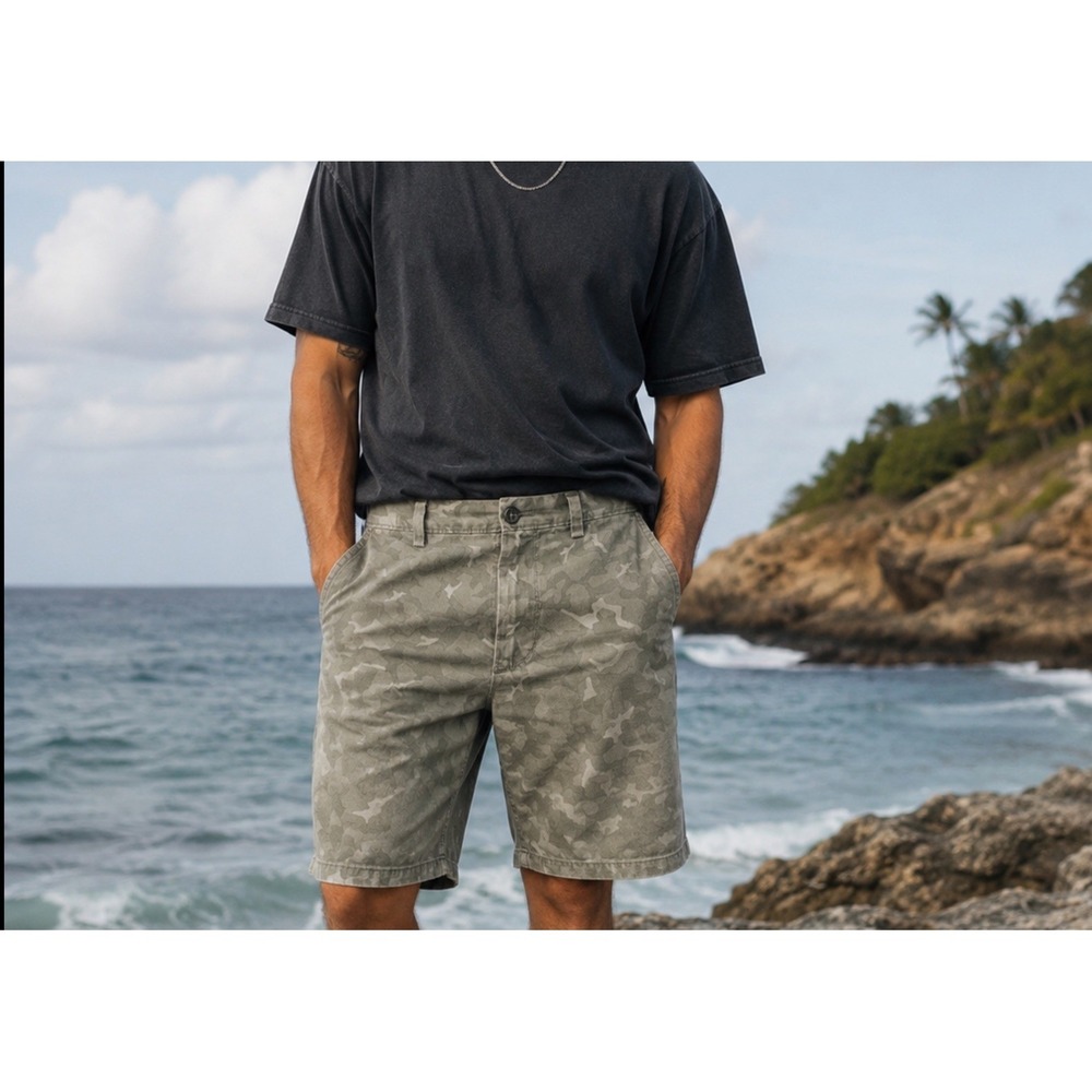 Banana Republic Shorts Mens 30 X 9 In  Camo‎ Chino High Rise Pockets Aiden Fit